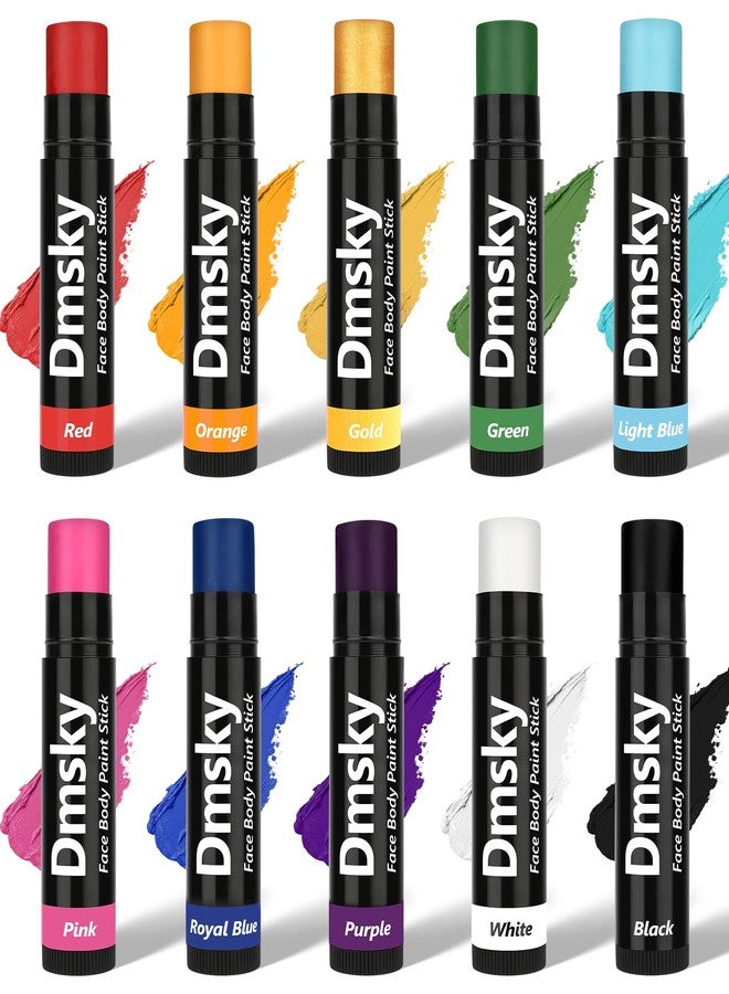 Dmsky 10 Packs Eye Black Sports Stick for Football, Baseball, Softball-Anti-Glare Face Body Paint Stick Kit,Water-Proof Eye Sports Paint Sticks,10 Color Eyeblack Painting Kit for Athletes & Fans - Image 2